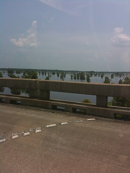 View of the south side of the I-10 bridge crossing the basin