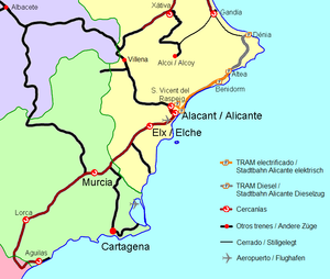 Route des Cercanías Murcie / Alicante