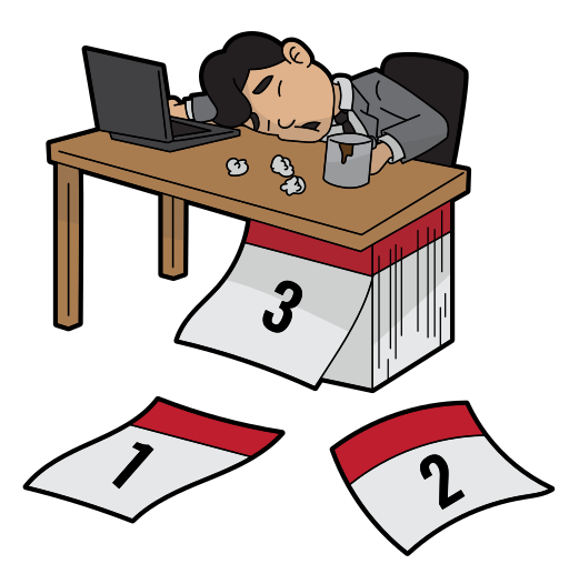 A Cartoon Man Sleeping At Work