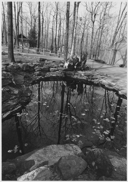 File:Ambassador Ellsworth Bunker, Ambassador W. Averell Harriman and President Lyndon B. Johnson by pond at Camp David - NARA - 192571.tif