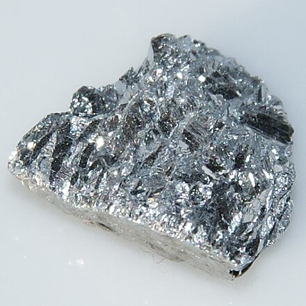 Antimony, showing its brilliant lustre