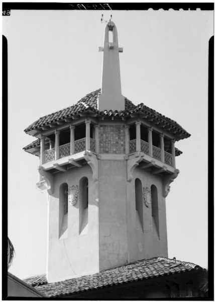 File:April 1967 DETAIL OF TOWER FROM SOUTHEAST - Mar-a-Lago, 1100 South Ocean Boulevard, Palm Beach, Palm Beach County, FL HABS FLA,50-PALM,1-68.tif