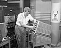 Thumbnail for File:Arthur Snell and neutron decay counter at ORNL.jpg