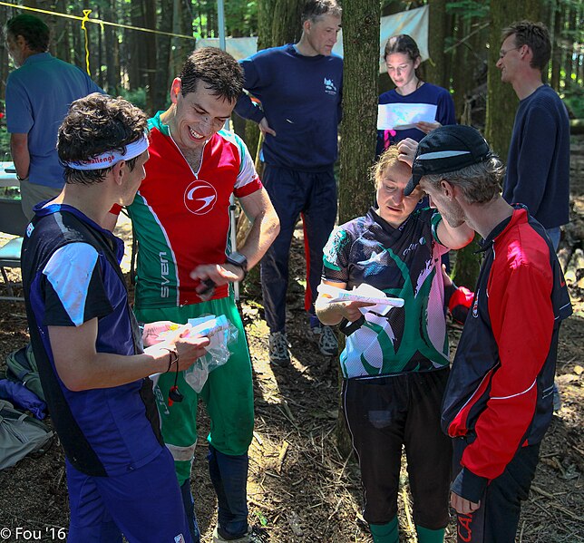 File:At the Bc Orienteering Championships on Sumas Mountain in the Fraser Valley - everybody discusses their route choices - (28354765220).jpg