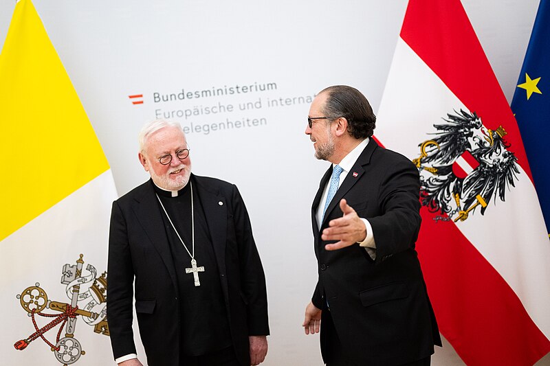 File:Austria Foreign Minister Alexander Schallenberg receives Foreign Minister of the Vatican Paul Gallagher in Vienna on 24 November 2023.jpg