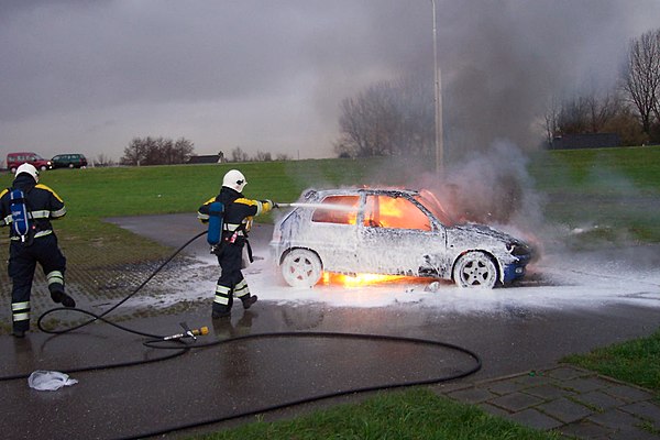 Firefighters using aqueous film forming foam (AFFF)