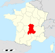 Carte de l'Auvergne - Positionnement géographique de la région en France