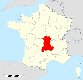 ऑव्हेर्न्यचे फ्रान्स देशाच्या नकाशातील स्थान