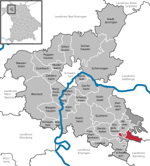 Landkreis Schweinfurt Bürgerwald: Lage, Nachbargemeinden, Siehe auch