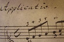 Part of the autograph score for Applicatio in C major, BWV 994 by Johann Sebastian Bach Bach-applicatio-autograph.jpg