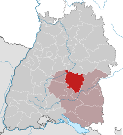 Elhelyezkedése Baden-Württemberg térképén