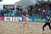 Deutsch: Beachhandball Europameisterschaften 2019 (Beach handball Euro); Tag 5: 6. Juli 2019 – Frauen, Platzierungsspiel für die Ränge 9–12, Deutschland-Polen 2:1 (22:23, 19:16, 7:6) English: Beach handball Euro; Day 5: 6 July 2019 – Placement Match/Cross Match for rank 9–12 Women – Germany-Poland 2:1 (22:23, 19:16, 7:6)