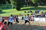 Deutsch: Beachhandball Europameisterschaften 2019 (Beach handball Euro); Tag 4: 5. Juli 2019 – Männer, Viertelfinale, Dänemark-Frankreich 2:0 (19:14, 12:10) English: Beach handball Euro; Day 4: 5 July 2019 – Quarter Final Men – Denmark-France 2:0 (19:14, 12:10)