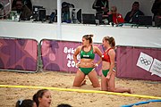 Deutsch: Beachhandball bei den Olympischen Jugendspielen 2018; Tag 5, 10. November 2018; Mädchen, Hauptrunde - Ungarn-Argentinien 1:2 English: Beach handball at the 2018 Summer Youth Olympics at 11 October 2018 – Girls Main Round – Hungary-Argentina 1:2