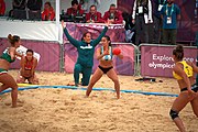 Deutsch: Beachhandball bei den Olympischen Jugendspielen 2018; Tag 5, 10. November 2018; Mädchen, Hauptrunde - Ungarn-Argentinien 1:2 English: Beach handball at the 2018 Summer Youth Olympics at 11 October 2018 – Girls Main Round – Hungary-Argentina 1:2