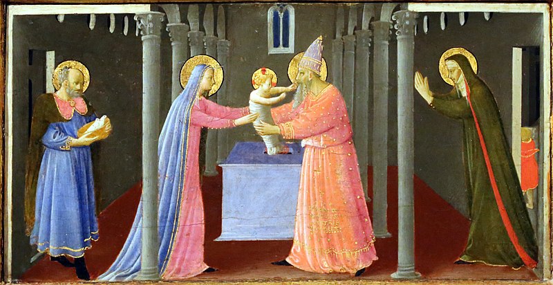 File:Beato Angelico, Annunciazione di San Giovanni Valdarno, 1432 ca., predella 04 presentazione di gesù al tempio.jpg