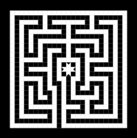 Tekening van het labyrint op de vloer van de basiliek
