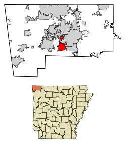 Location of Cave Springs in Benton County, Arkansas.