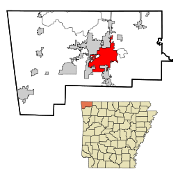 Benton County Arkansas Incorporated and Unincorporated areas Rogers Highlighted.svg