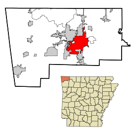 Benton County Arkansas Incorporated and Unincorporated areas Rogers Highlighted.svg