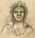 Retrato de Biraban por Alfred Thomas Agate, del libro A Key to the Structure of the Aboriginal Language de L. E. Threlkeld, publicado en 1850.