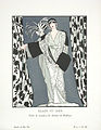 Ilustración para la Gazette du Bon Ton; "Blanco y negro", vestido y capa para el teatro de Redfern. 1912 o 1913.