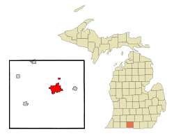 Branch County Michigan Incorporated and Unincorporated areas Coldwater Highlighted.svg