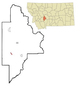Broadwater County Montana Incorporated and Unincorporated areas Radersburg Highlighted.svg