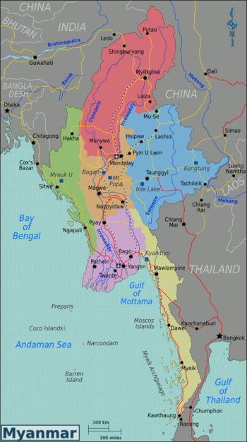 Map divided by regions