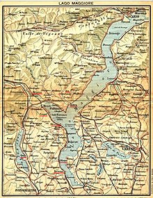 Map of Lake Maggiore from the 1930s with the locations of the massacres underlined red Carte Massacre Lac majeur - 1930.jpg