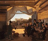 Баварский кронпринц Людвиг среди художников в Испанской таверне в Риме