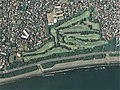 茅ヶ崎ゴルフ倶楽部（茅ヶ崎市）付近の空中写真。（2019年撮影）