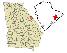 Columbia County Georgia Beépített és be nem épített területek Evans Highlighted.svg