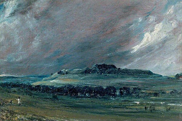 Old Sarum in Wiltshire, an uninhabited hill which elected two Members of Parliament. Painting by John Constable, 1829.