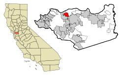 Location in Contra Costa County and the state of کالیفورنیا ایالتی