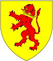 Arms of Cowley: Or, a lion rampant gules ducally collared of the first