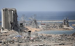 Aftermath of the explosion in the port Damages after 2020 Beirut explosions 1.jpg