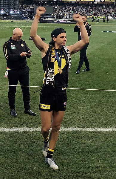 Rioli celebrates Richmond's 2019 AFL premiership victory