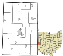Darke County Ohio incorporated and unincorporated areas Pitsburg highlighted.svg