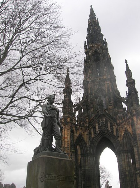 File:David Livingstone and the Scott Monument, Princes Street Gardens, Edinburgh - geograph.org.uk - 739452.jpg