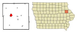 Delaware County Iowa Incorporated and Unincorporated areas Manchester Highlighted.svg