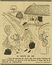 Jean Sennep, anti-grey market cartoon in collaborationist publication Candide, 19 May 1943 Dessin contre le marche noir dans l'hebdomadaire Candide.jpg