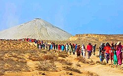 Devotees going to Baba Chandragup volcano on their way to Hinglaj Mata.jpg
