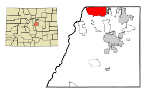 Douglas County Colorado Incorporated and Unincorporated areas Highlands Ranch Highlighted.svg
