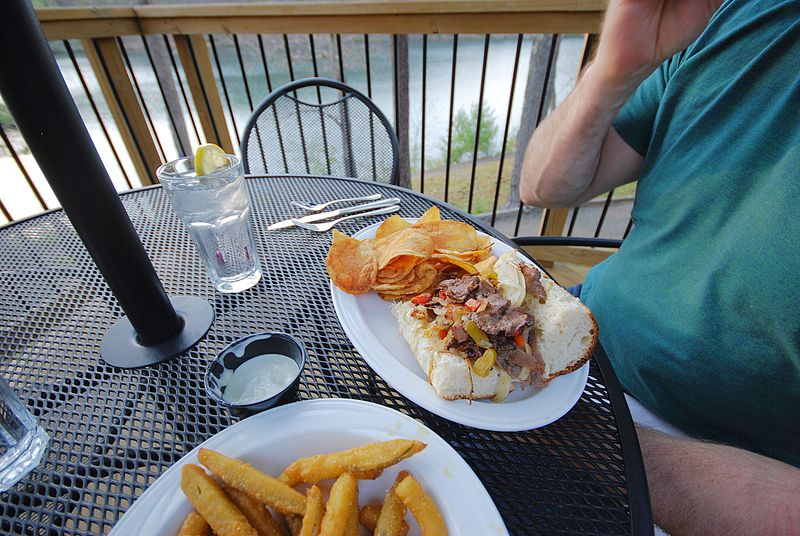 File:Douthat Lakeview Restaurant-deck-food-douthatchips-picklefries-philly (17821226631).jpg
