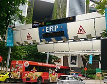 The world's first urban congestion-pricing scheme started in the city centre in 1975 and was fully automated by Electronic Road Pricing in 1998. ERP in Singapore.jpg