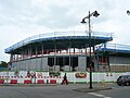 The construction of a new Waitrose store on Well Road, East Cowes, Isle of Wight. Construction started in about May 2010 due to be completed by the Autumn. It is seen towards the end of July 2010.