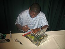 Edgar Bennett, seen here autographing memorabilia, was the Packers' fourth-round selection in the 1992 draft. Edgar Bennet Signing Autographs.jpg