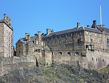 The Queen Anne Building (centre-right) Edinburgh Castle buildings.JPG