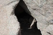 Entrance to caves on backface